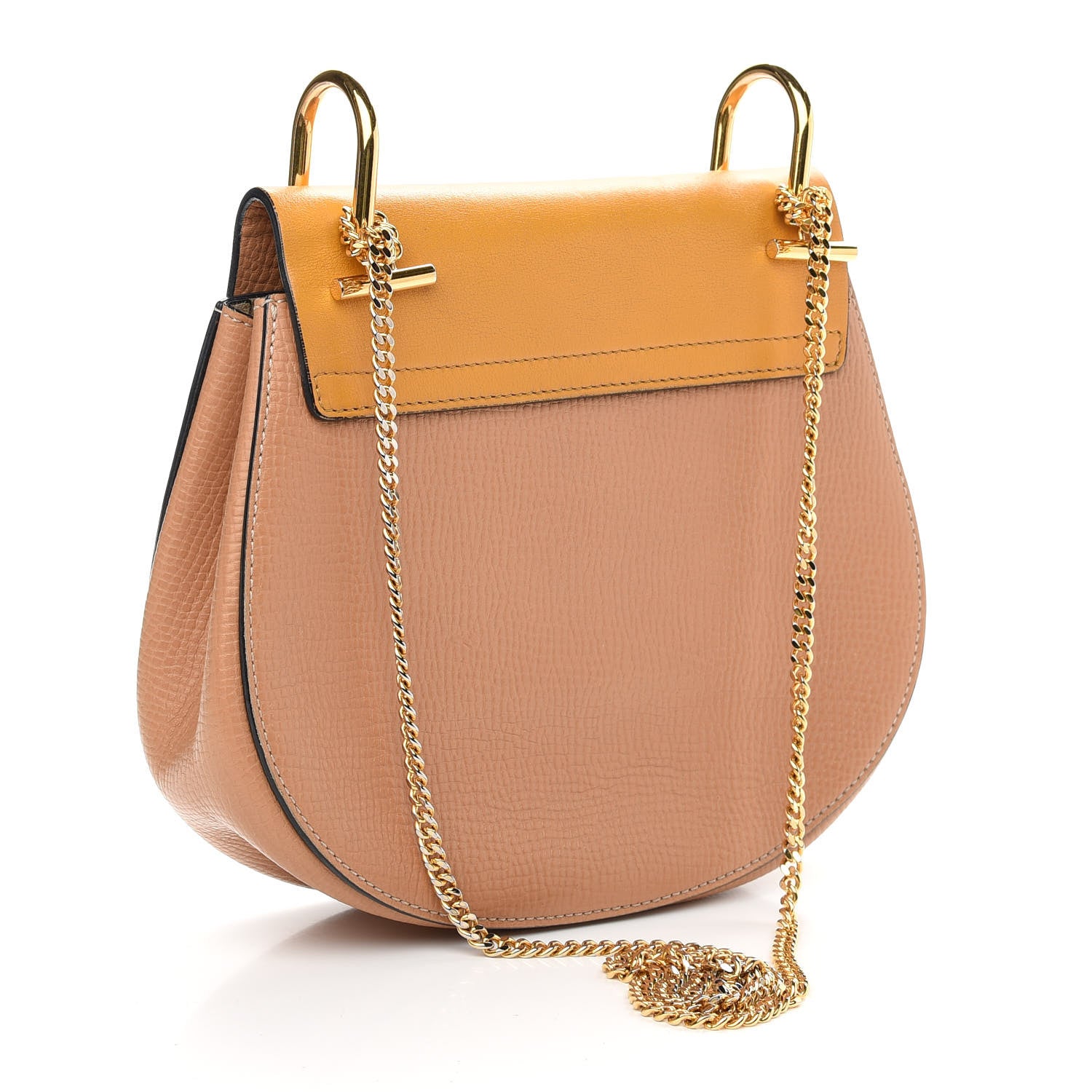 Chloe Grained Calfskin Lambskin Medium Bi-Color Drew Shoulder Bag Wet Sand Sunflower 3 of 8