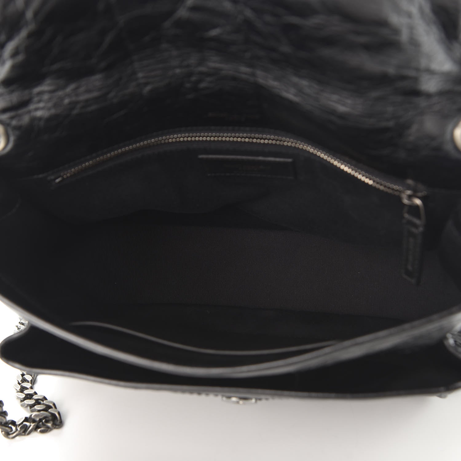 Saint Laurent Crinkled Calfskin Matelasse Monogram Medium Niki Chain Satchel Black 4 of 11
