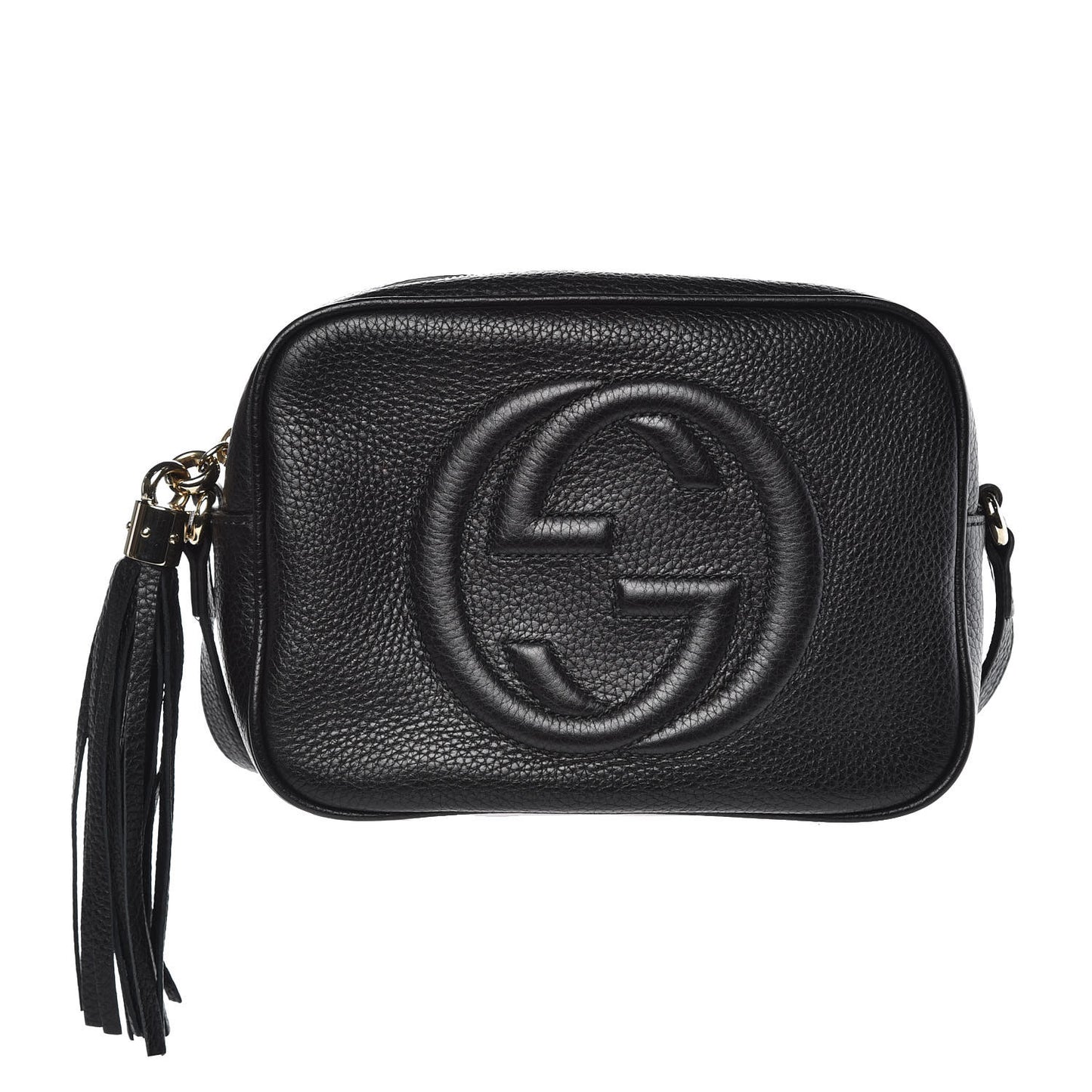 Pebbled Calfskin Small Soho Disco Bag Black