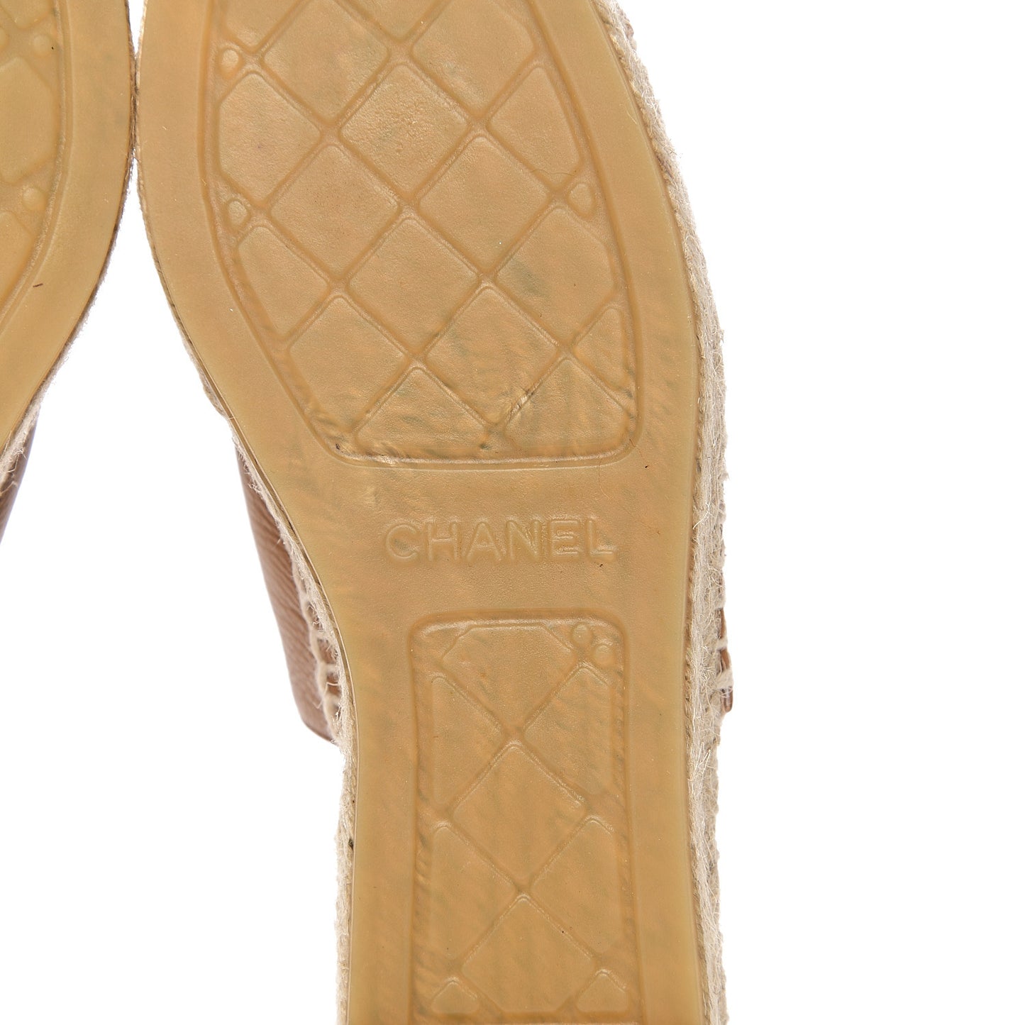 Calfskin CC Espadrille Mules 37 Light Brown