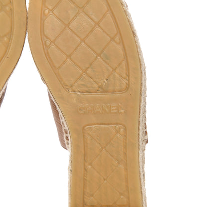 Chanel Calfskin CC Espadrille Mules 37 Light Brown 9 of 11
