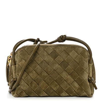 Bottega Veneta Suede Intrecciato Concert Pouch Cypress 1 of 10
