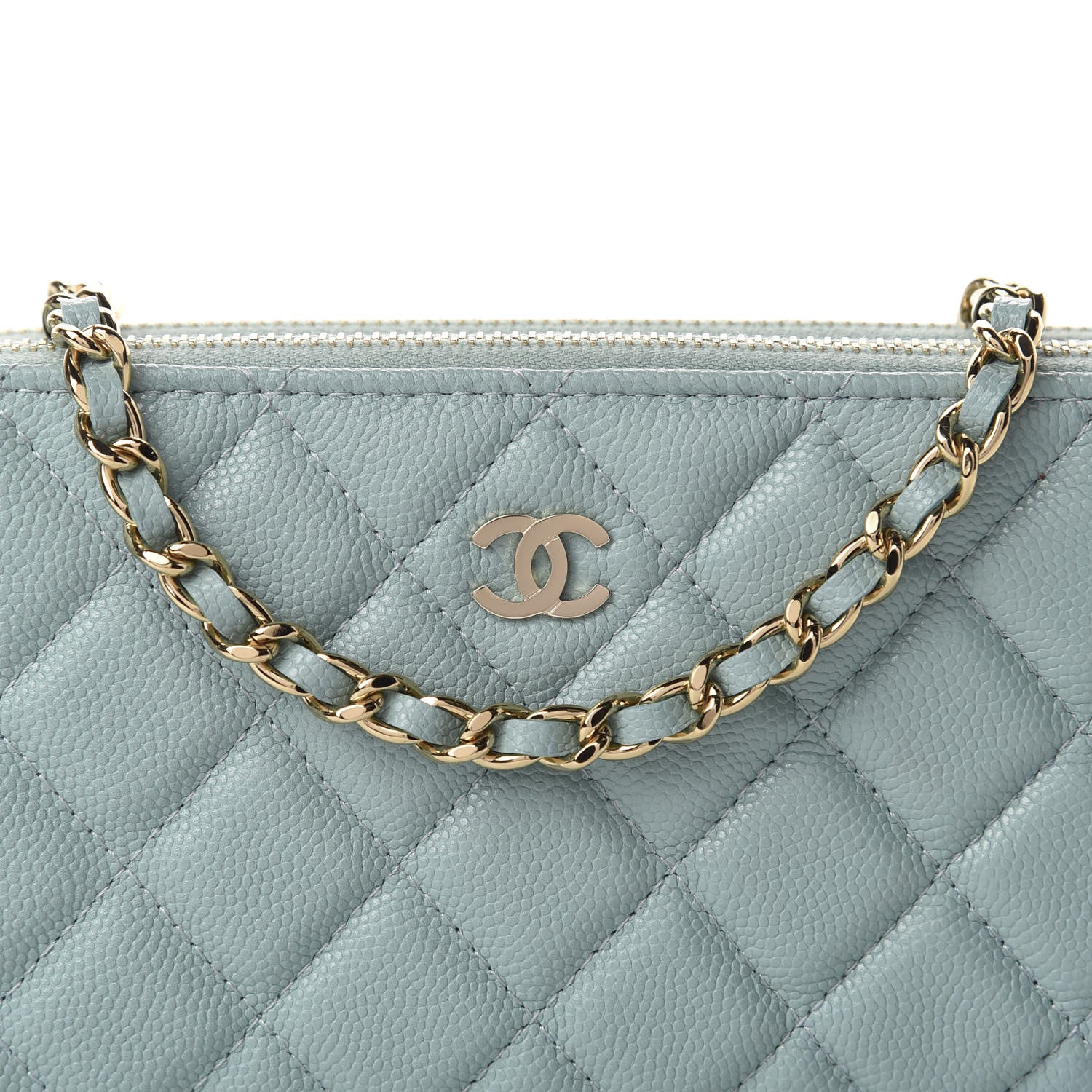 Chanel Caviar Quilted Small Clutch With Chain Light Blue 10 of 11