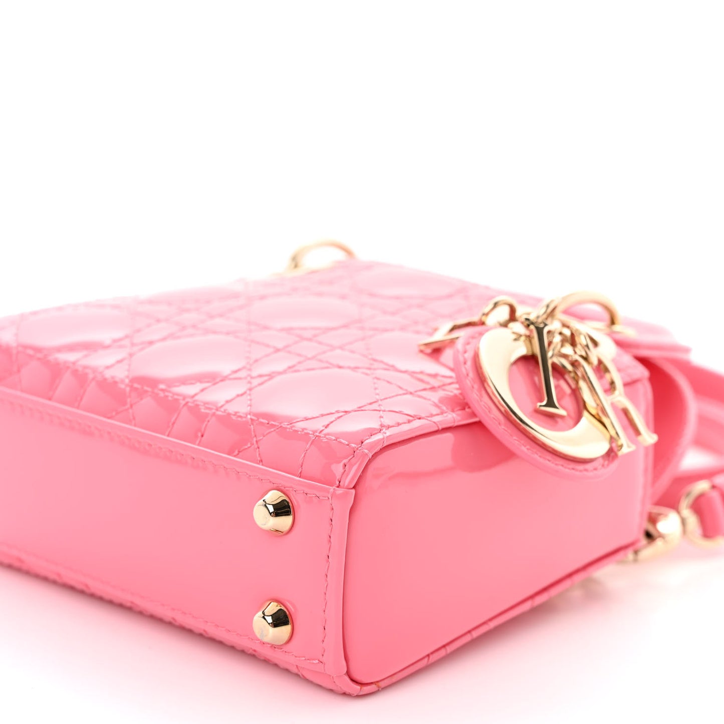Patent Cannage Micro Lady Dior Peony Pink