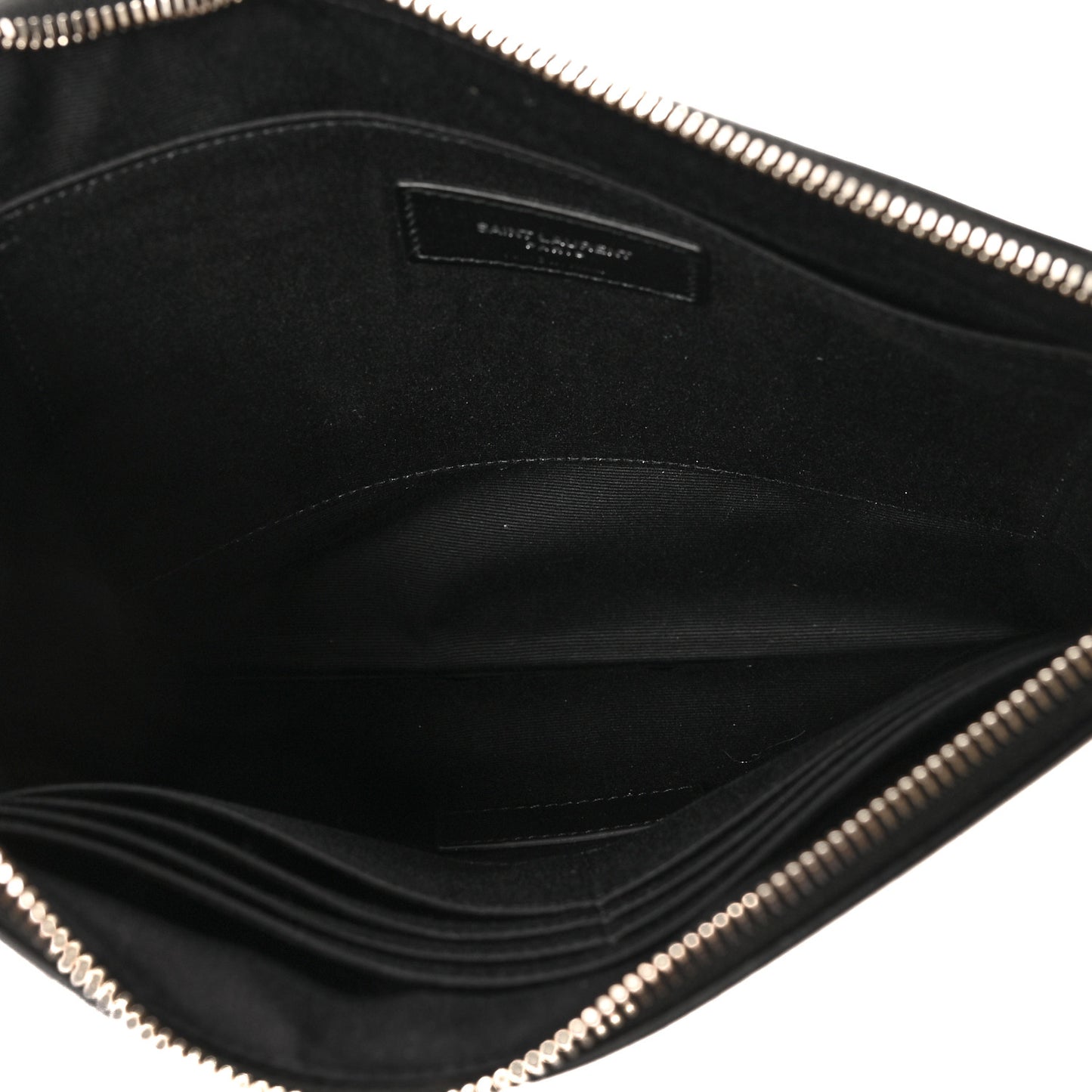 Calfskin Logo Zipped Tablet Pouch Black