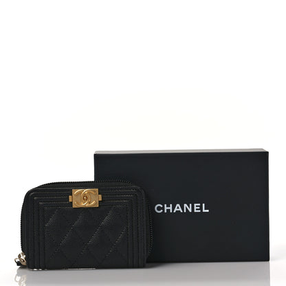 Chanel Caviar Quilted Boy Zip Around Coin Purse Wallet Black 10 of 10