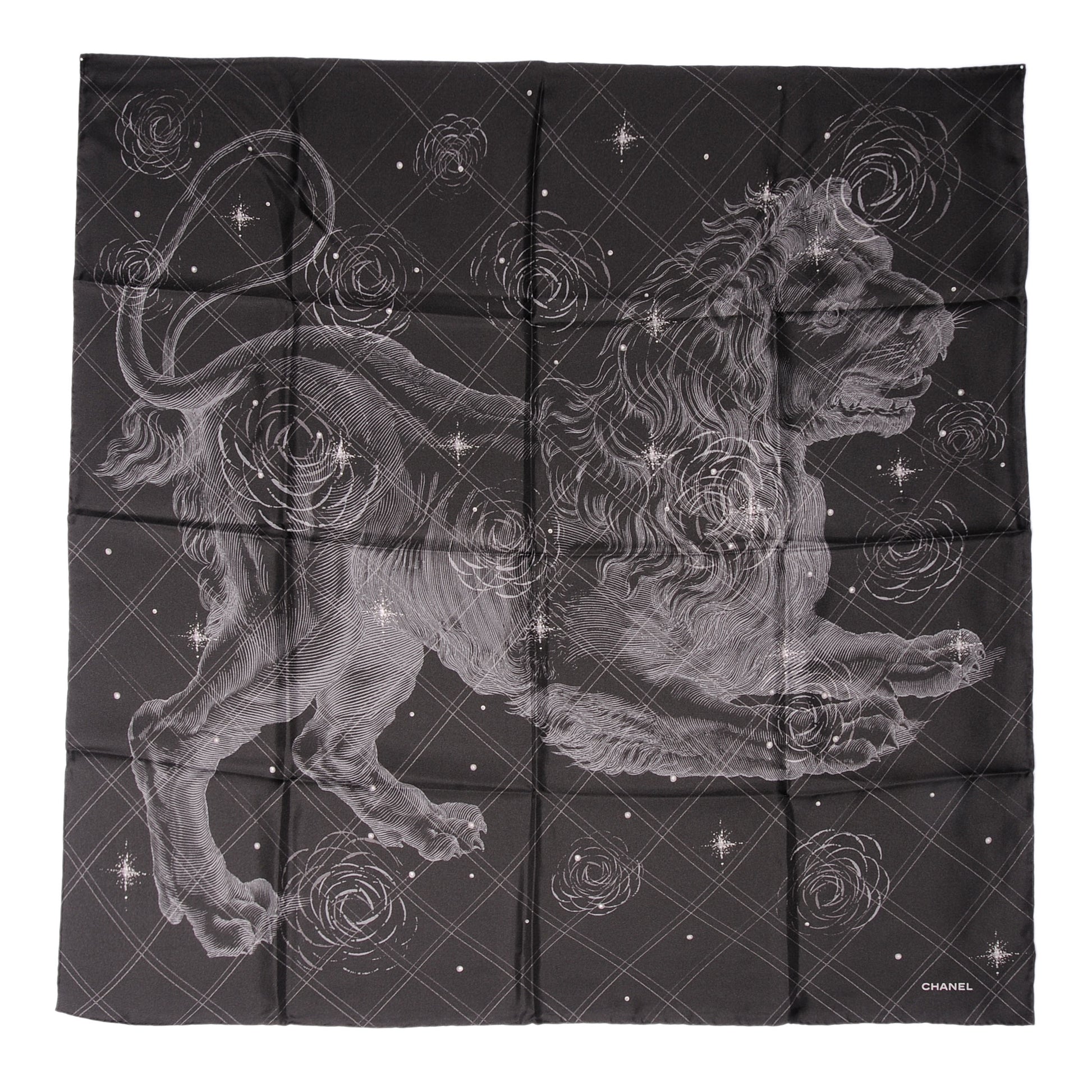 Chanel Silk Lion CC Scarf Black 2 of 10