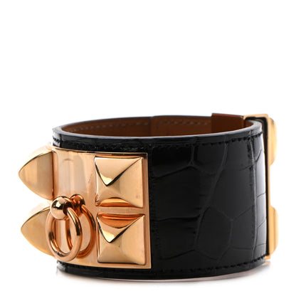 Hermes Shiny Alligator Collier de Chien CDC Bracelet T3 Black 1 of 10