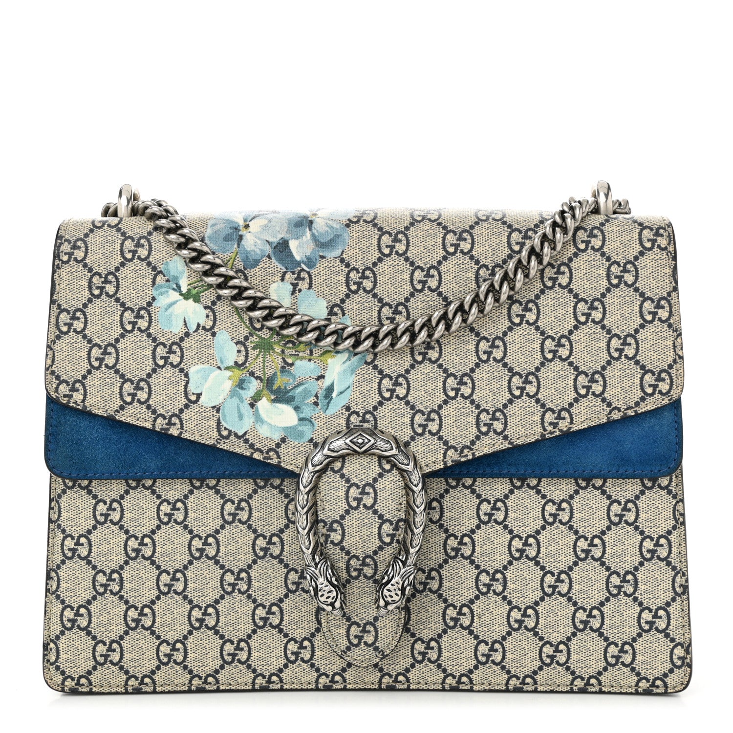 Gucci GG Supreme Monogram Blooms Medium Dionysus Shoulder Bag Beige Navy Vintage Blue 1 of 10