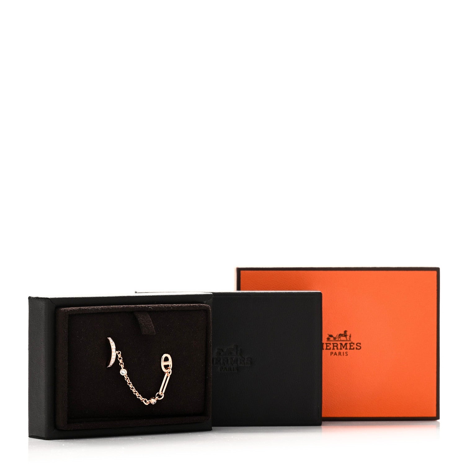 Hermes 18K Rose Gold Diamond Chaine d'ancre Chaos Right Earring 5 of 5