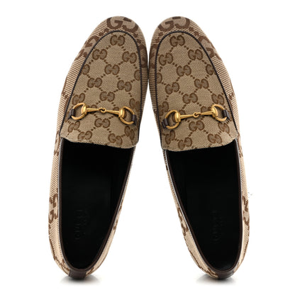 Gucci Monogram Jumbo GG Malaga Kid Horsebit Womens Jordaan Loafers 40 Camel Ebony New Acero Beige 2 of 10