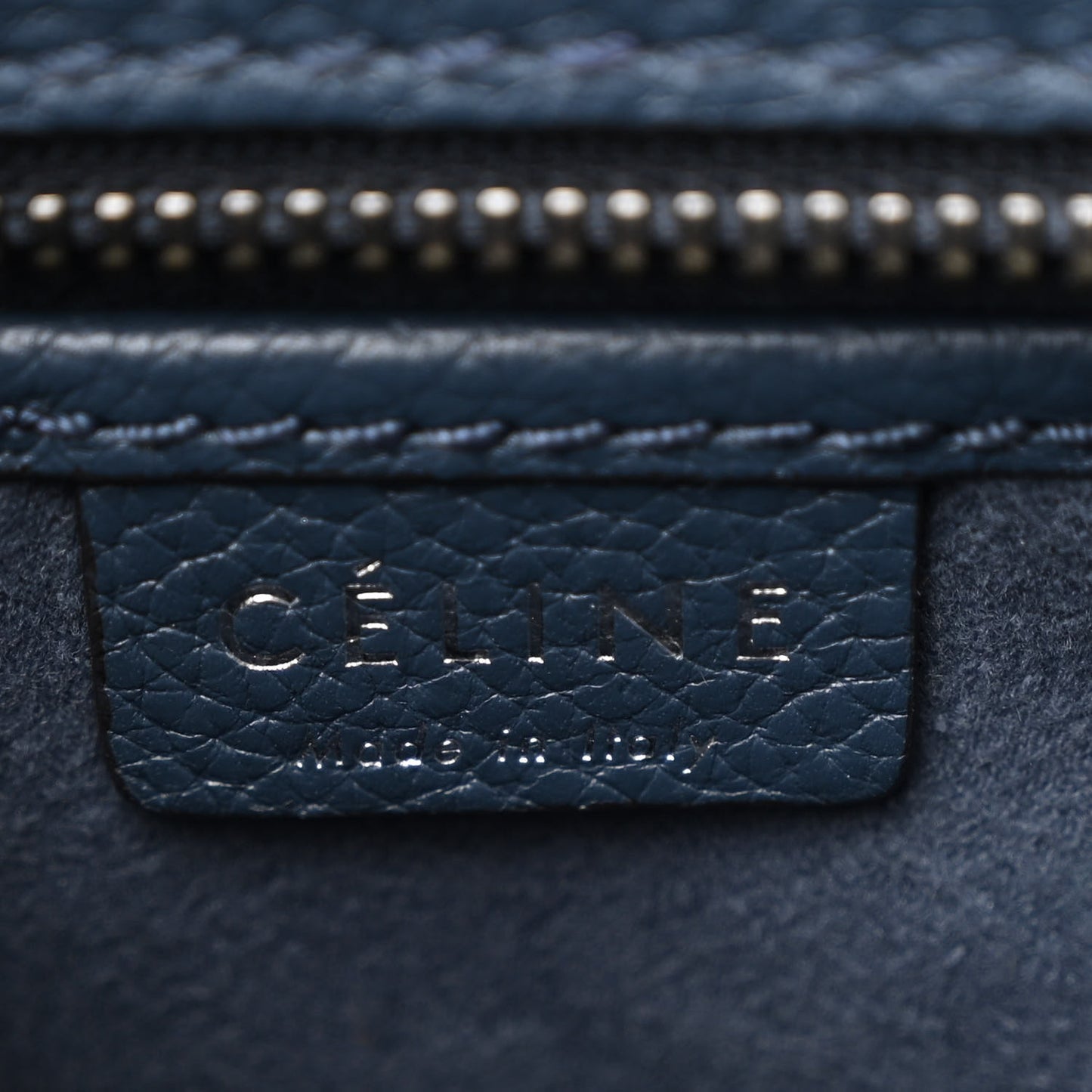 Drummed Calfskin Nano Luggage Navy Blue