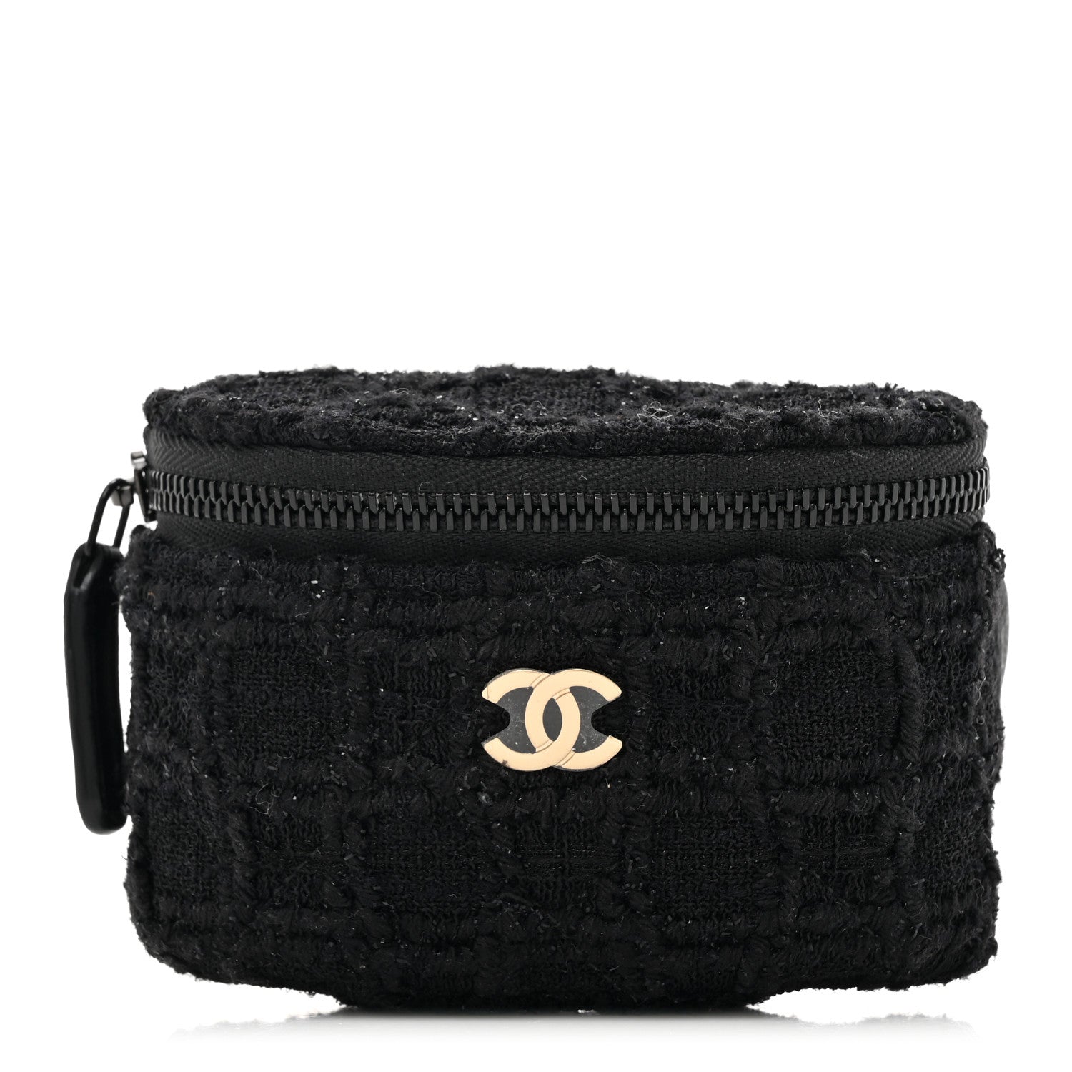 Chanel Tweed Lambskin Quilted Arm Coin Purse Black 1 of 7