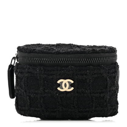Chanel Tweed Lambskin Quilted Arm Coin Purse Black 1 of 7