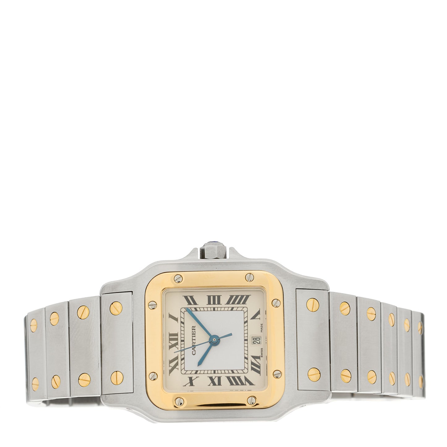 Stainless Steel 18K Yellow Gold 29mm Santos De Cartier Galbee Quartz Watch