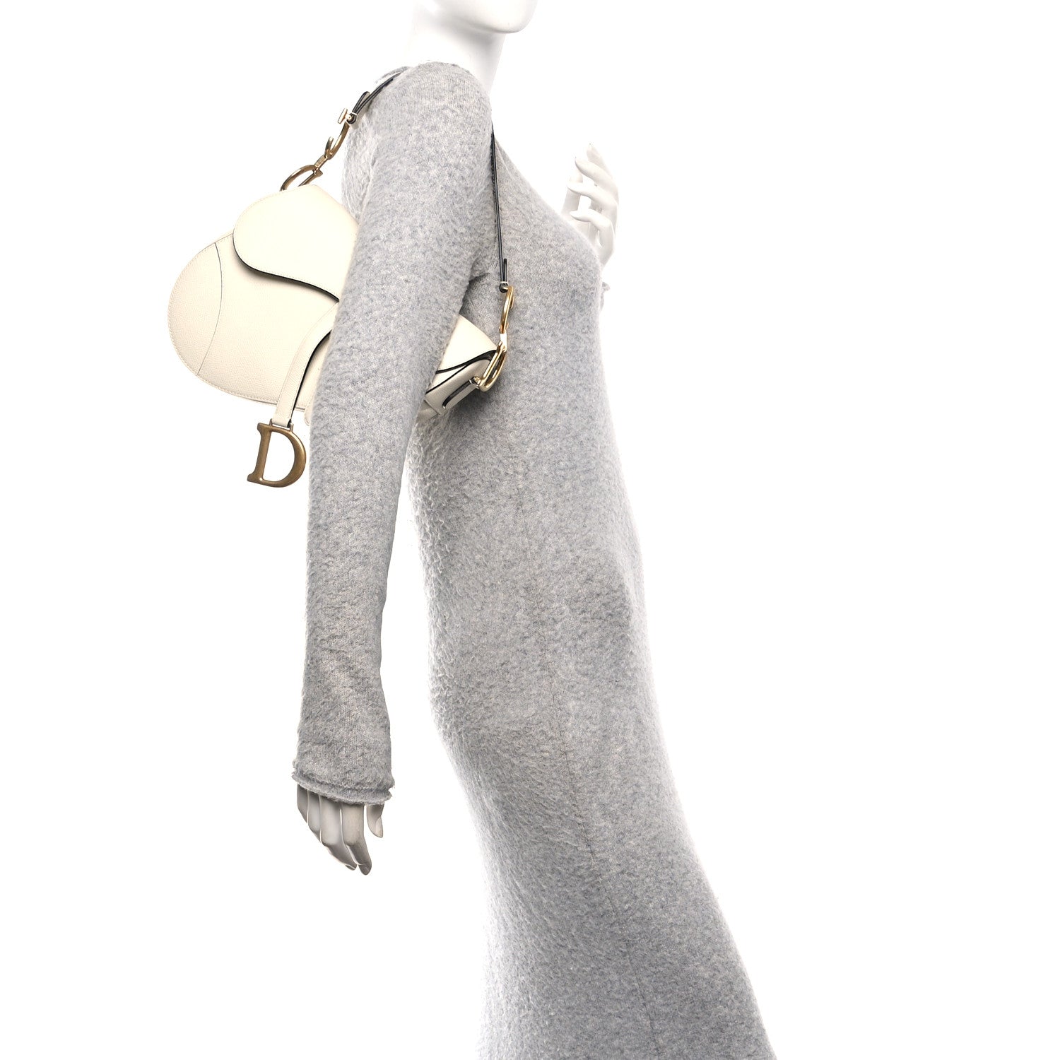Christian Dior Grained Calfskin Saddle Bag White 1823918