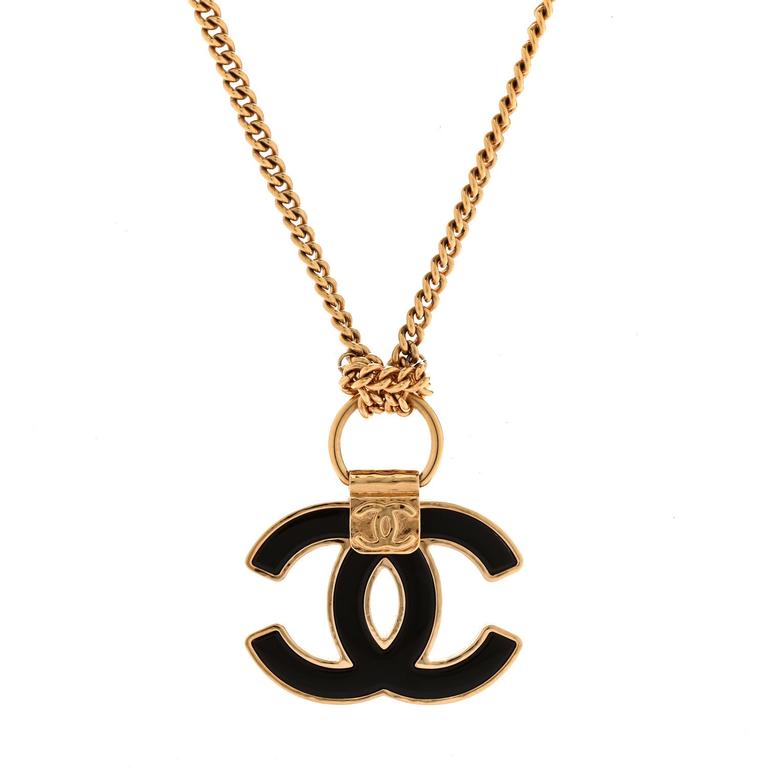Chanel Metal Resin CC Pendant Necklace Gold 1 of 6