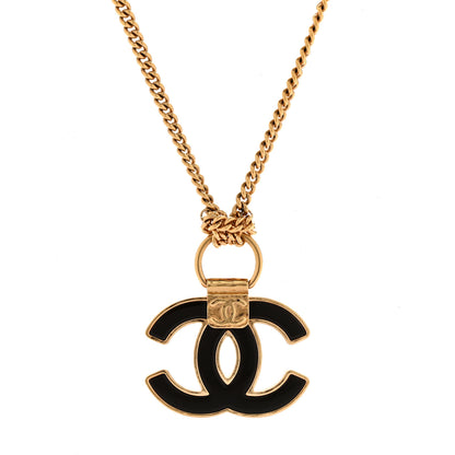 Chanel Metal Resin CC Pendant Necklace Gold 1 of 6
