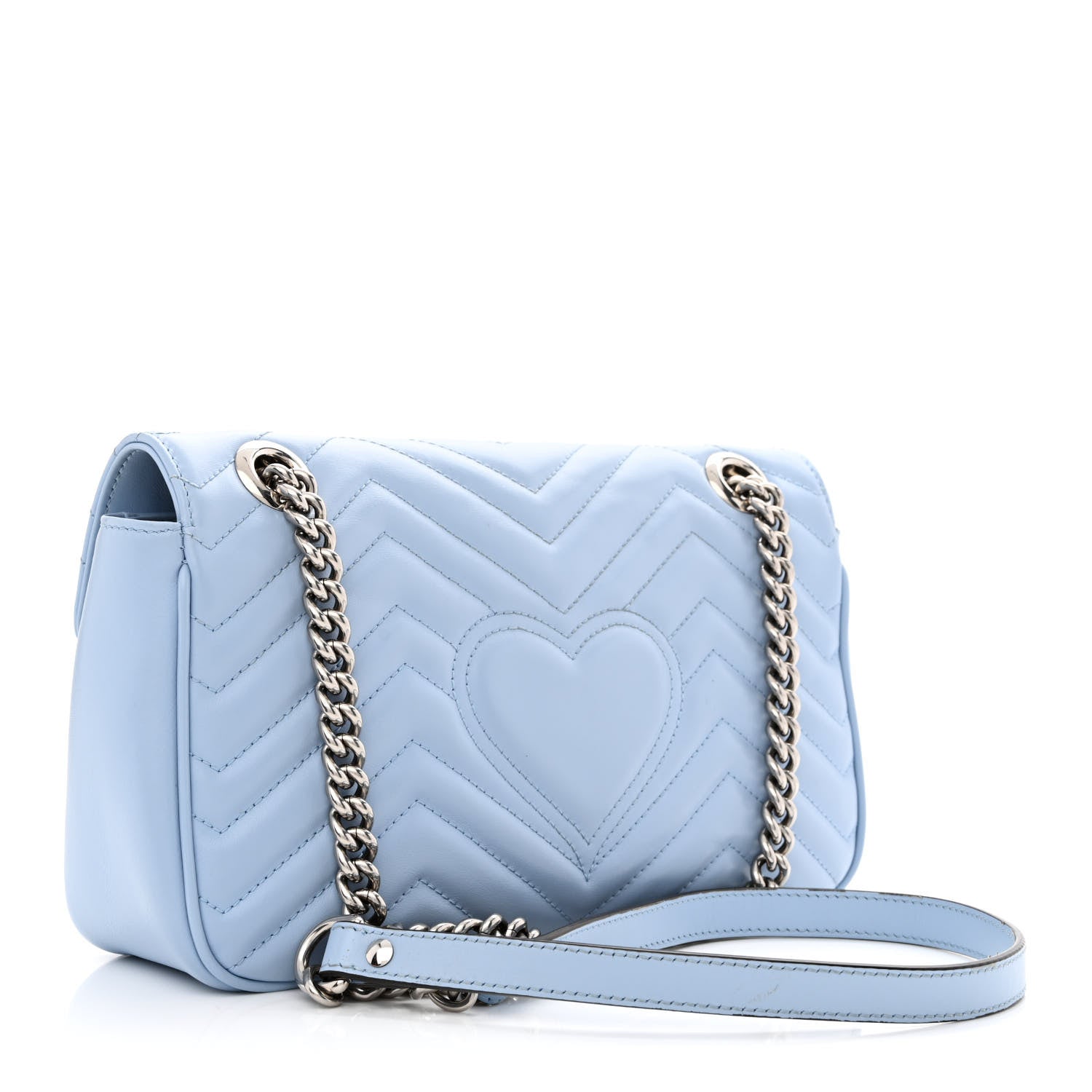 Gucci Calfskin Matelasse Small GG Marmont Shoulder Bag Porcelain Light Blue 3 of 10