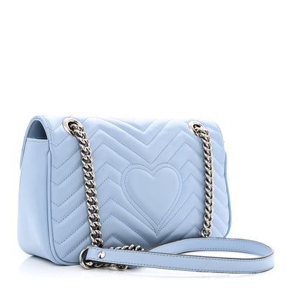Gucci Calfskin Matelasse Small GG Marmont Shoulder Bag Porcelain Light Blue 3 of 10