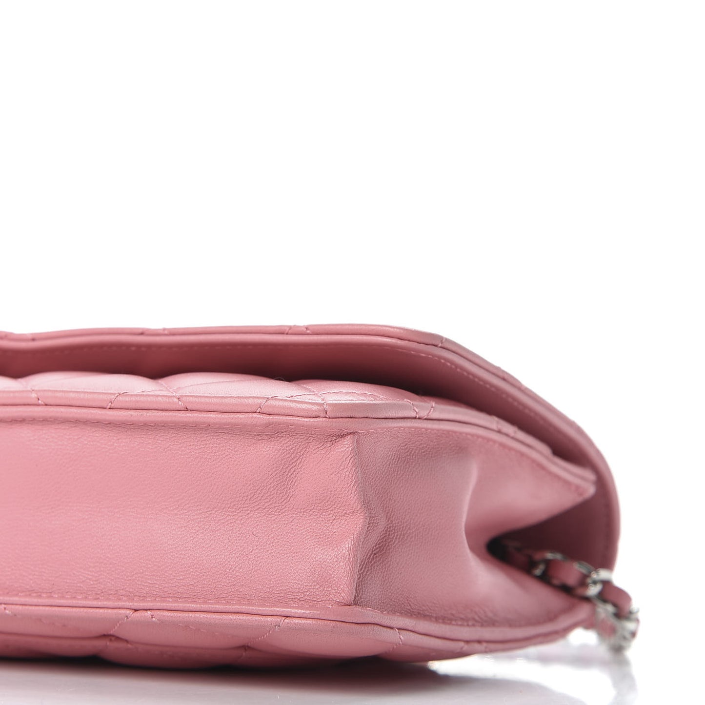 Lambskin Quilted Wallet On Chain WOC Pink