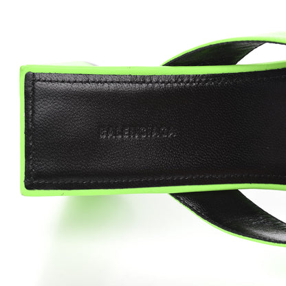 Balenciaga Shiny Sheepskin Double Square Flat 60mm Sandals 39.5 Fluo Green Black 9 of 11