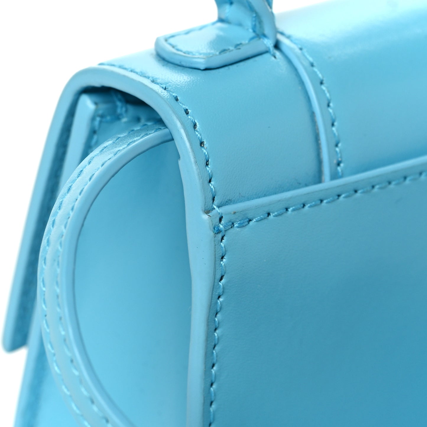 Shiny Box Calfskin Tonal B Hourglass Top Handle Bag Mini Azur