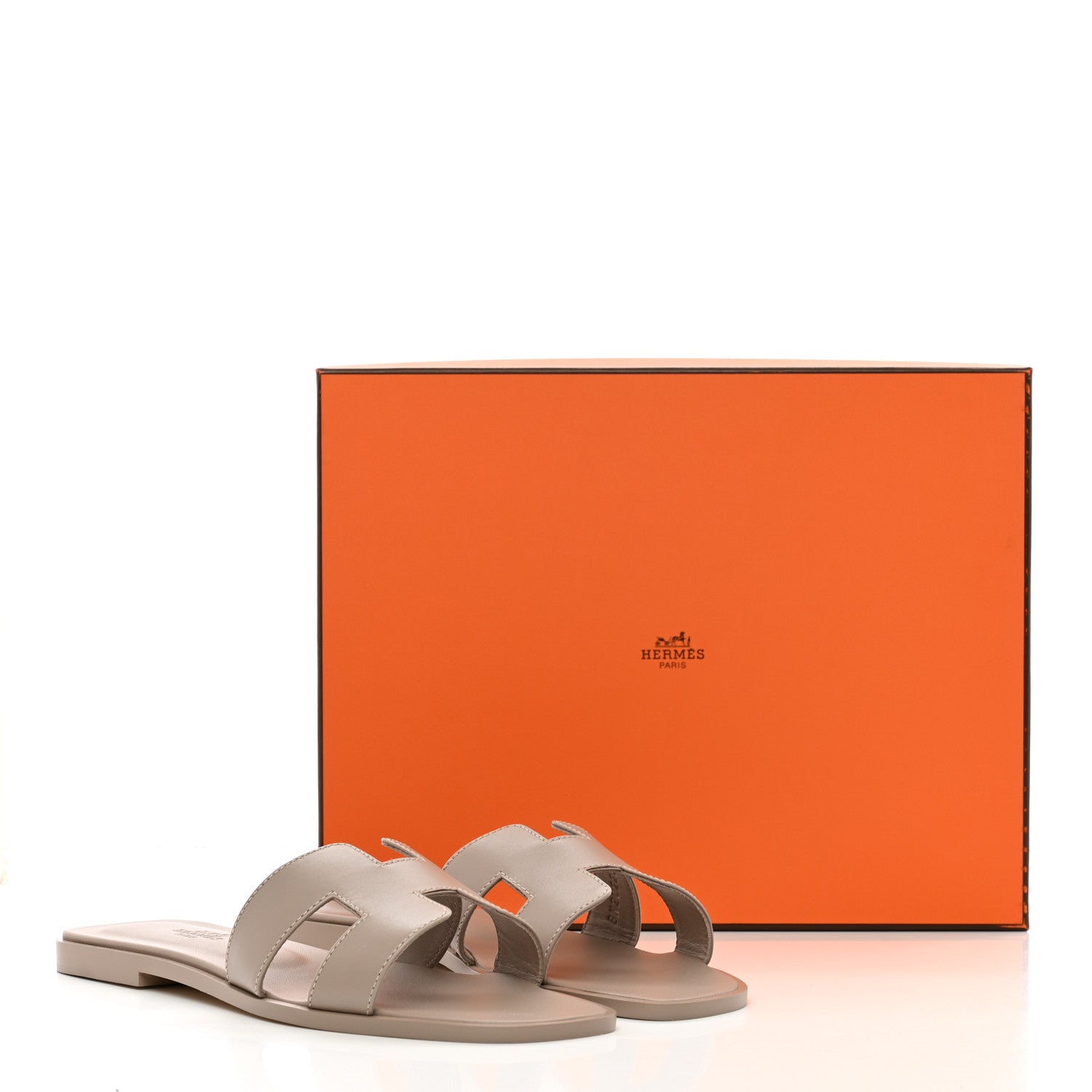 Hermes Box Calfskin Oran Sandals 38 Beige Mastic 13 of 13