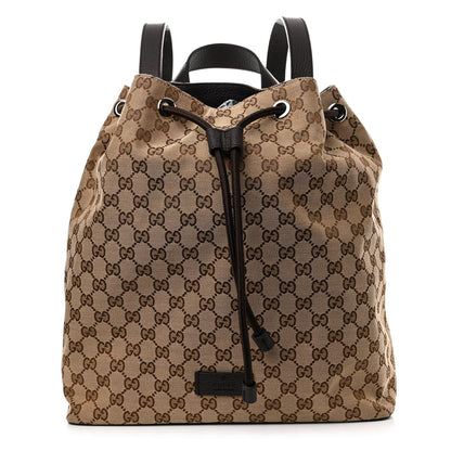 Gucci Monogram Dollar Calfskin O Drawstring Backpack Beige Ebony Testa di Moro Dark Chocolate 1 of 10