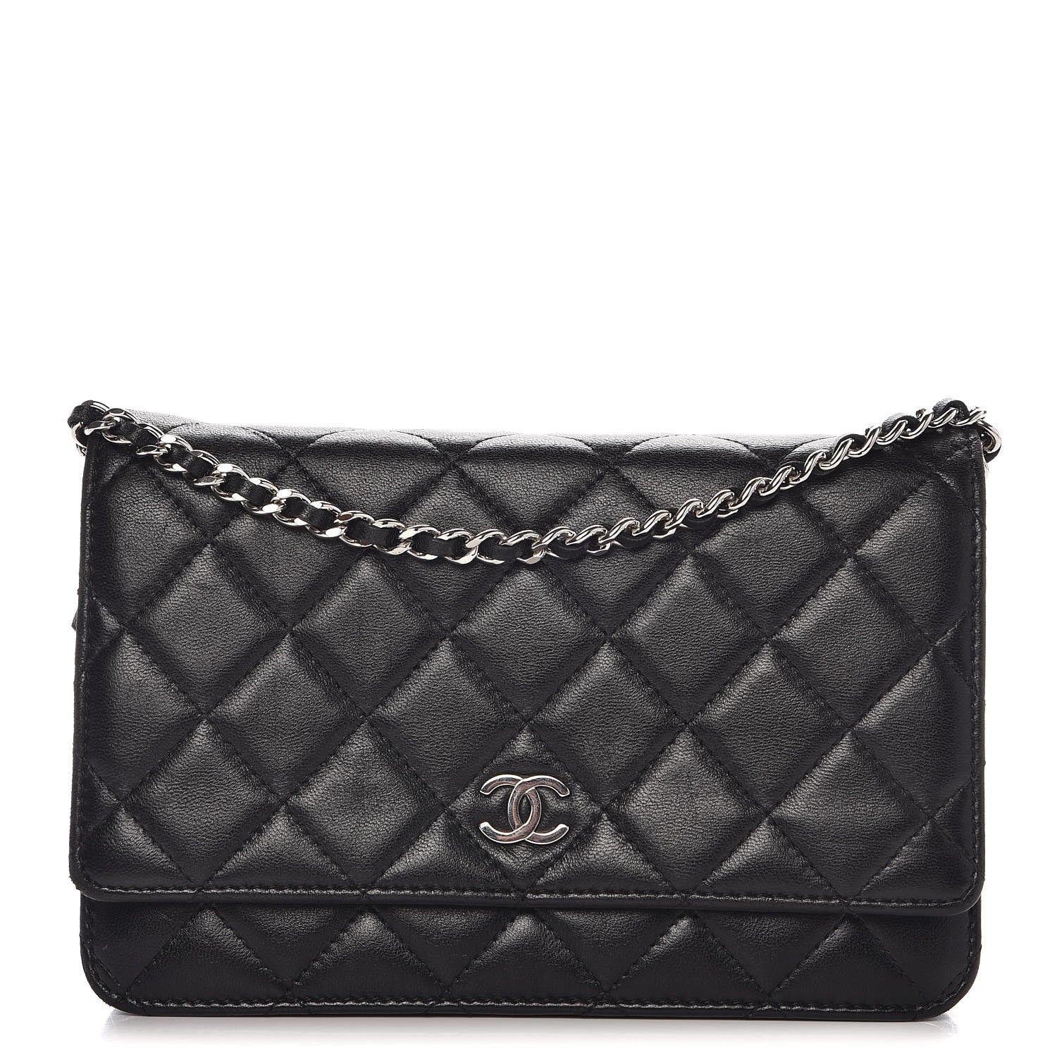 Chanel Lambskin Quilted Wallet On Chain WOC Black 1 of 9