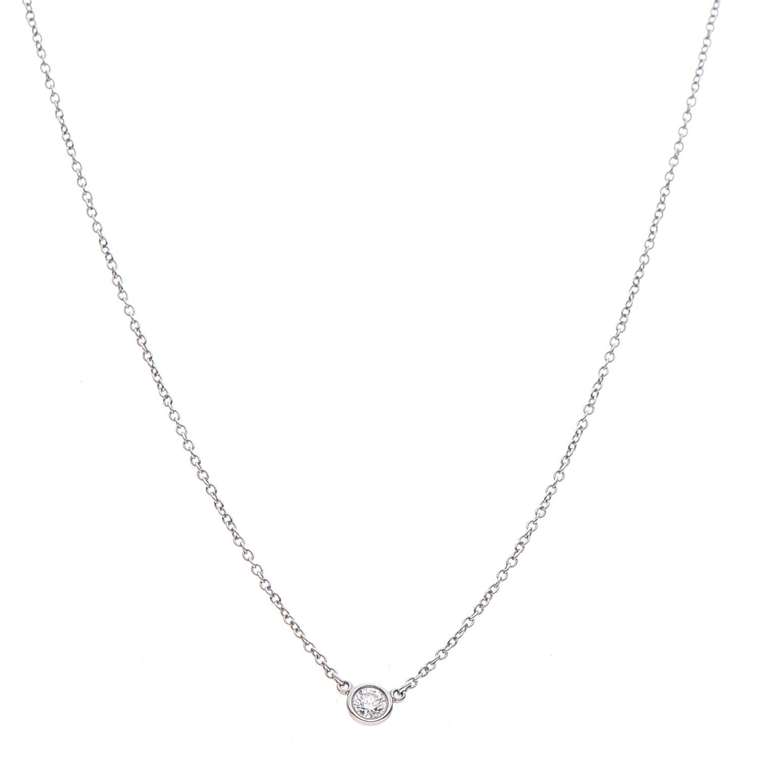 Tiffany Platinum Diamond .12ct Elsa Peretti Diamonds by the Yard Pendant Necklace 1 of 8