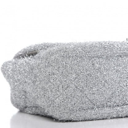 Chanel Lurex Knit Large Pluto Glitter Flap Silver 6 of 10