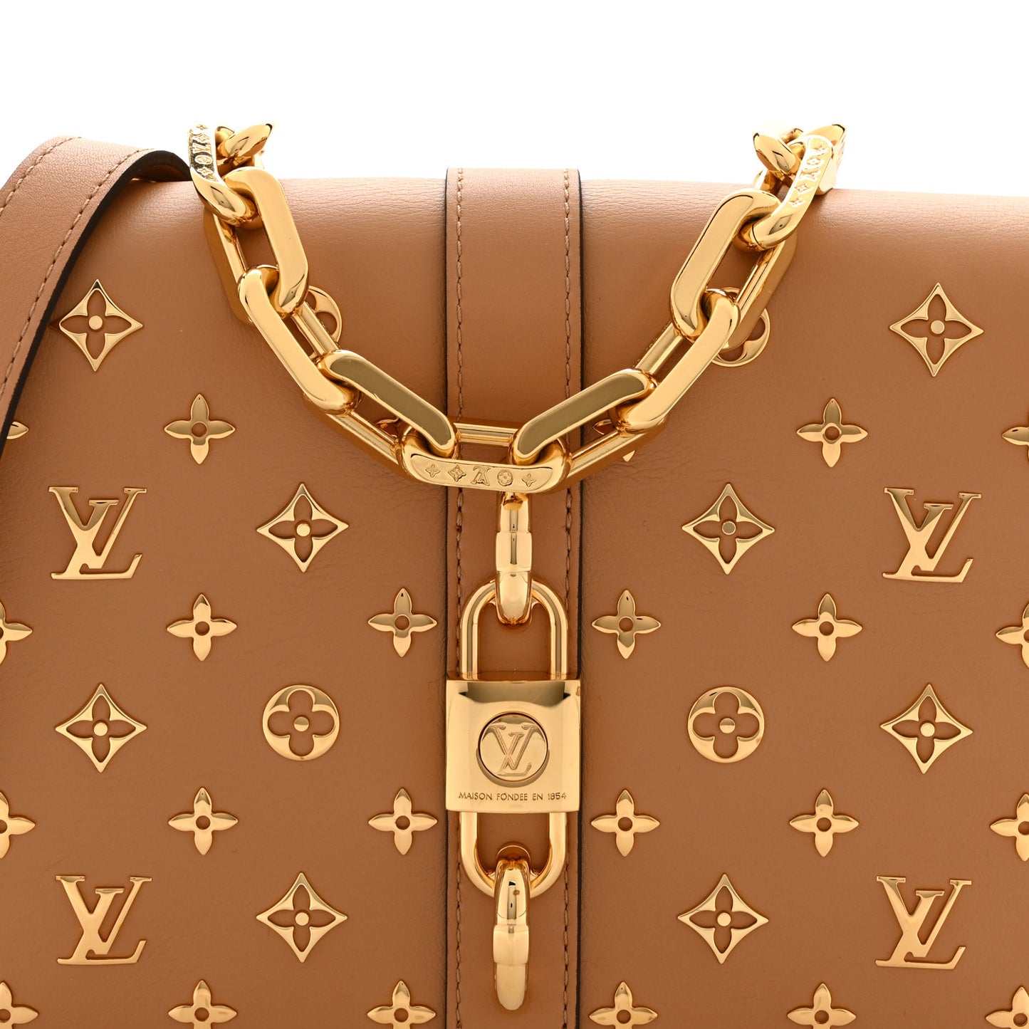 Calfskin Monogram Metal Rendez-Vous Camel