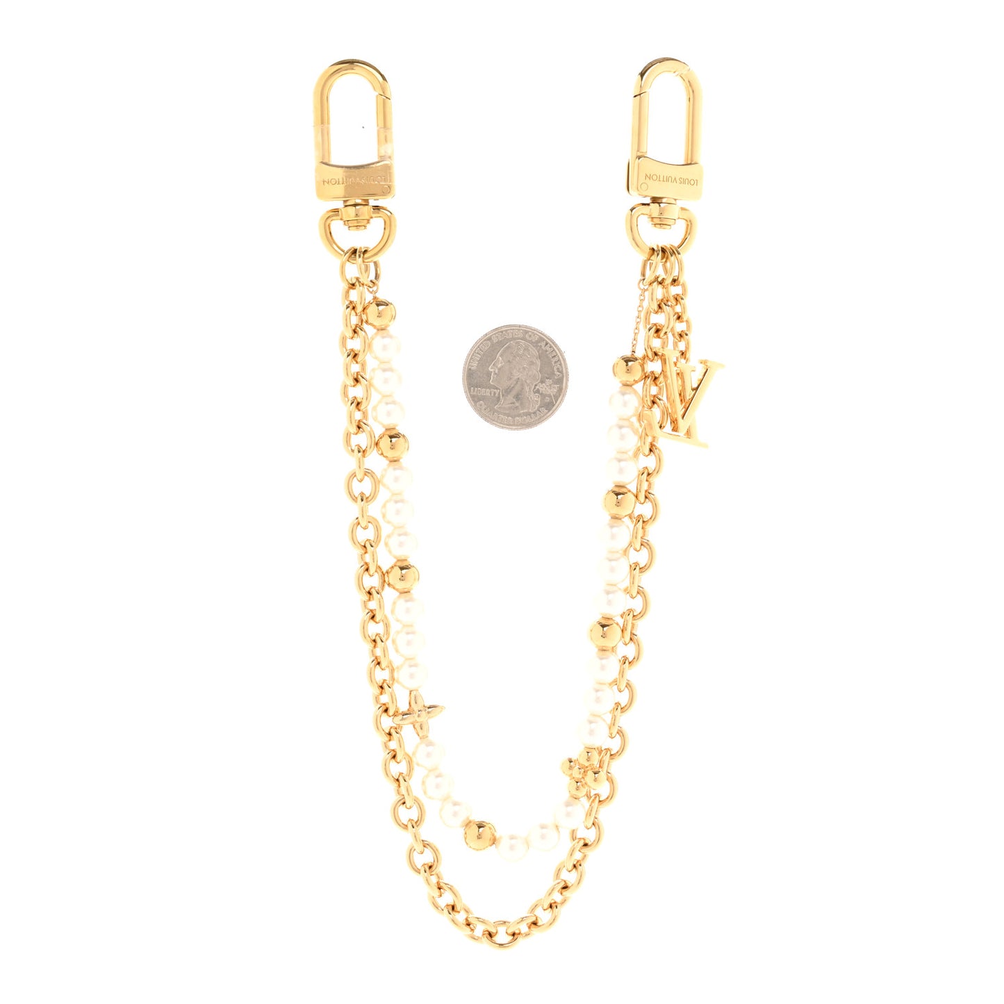 Metal Pearl River Bag Charm Gold