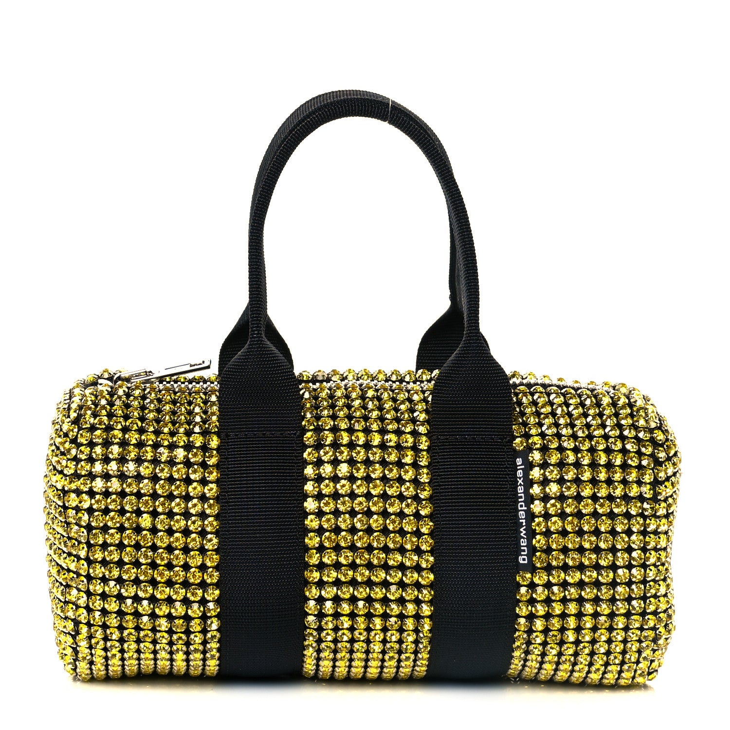 Alexander Wang Mesh Crystal Rhinestone Mini Cruiser Duffle Lemon 1 of 11