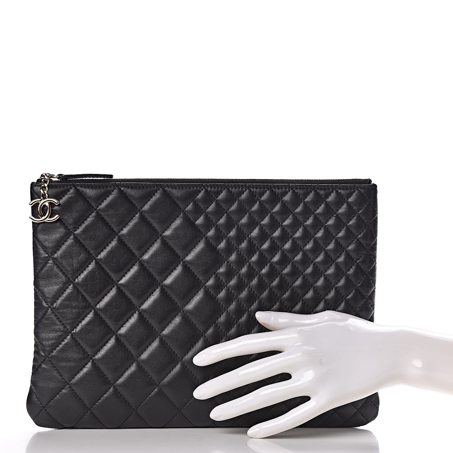 Chanel Lambskin Bi Quilted Medium Cosmetic Case Black 2 of 11