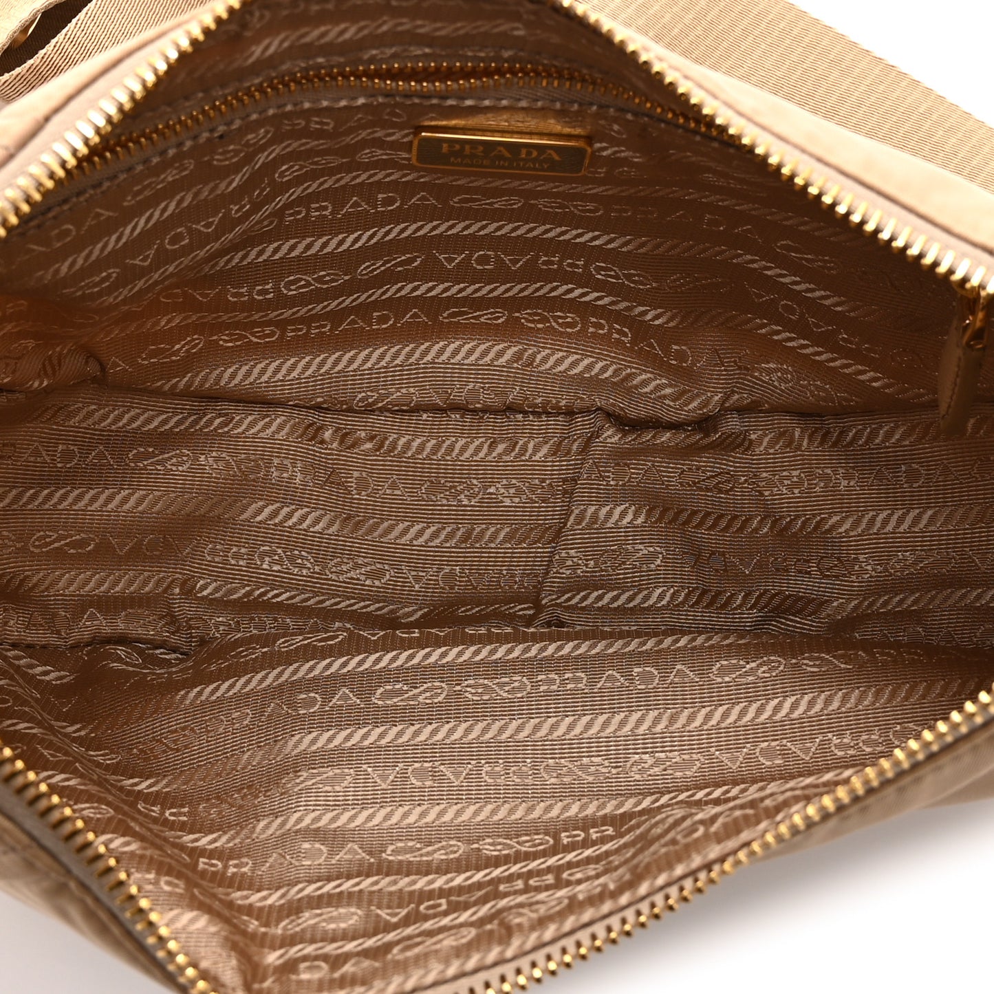 Re-Nylon Saffiano Demi-lune Shoulder Bag Beige