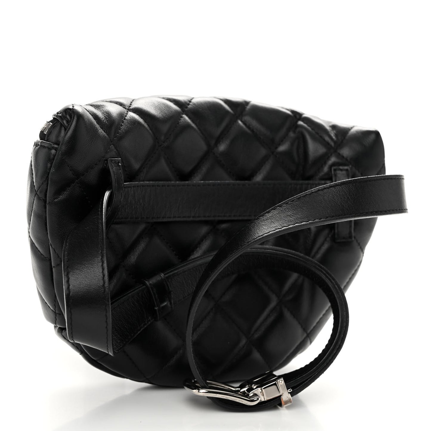 Lambskin Quilted Waist Belt Bag Black
