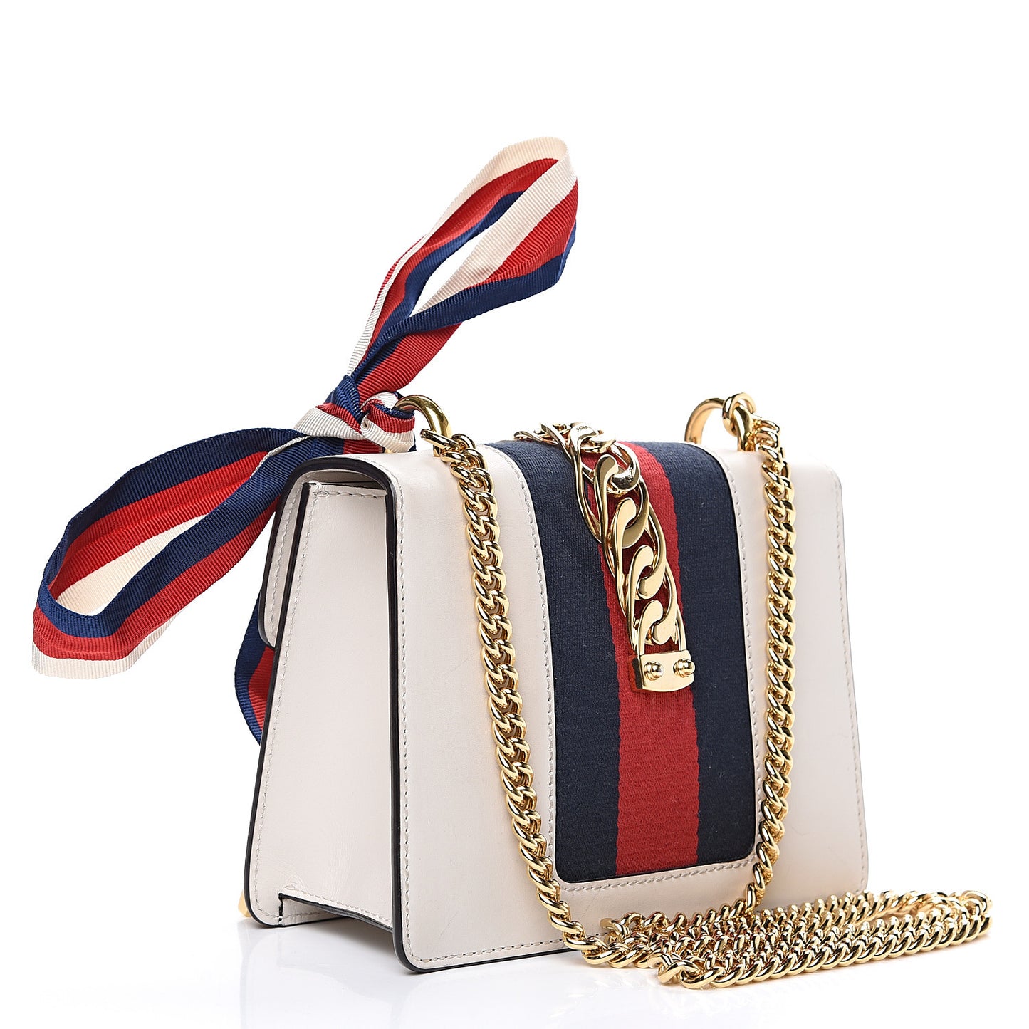 Calfskin Mini Sylvie Chain Shoulder Bag White