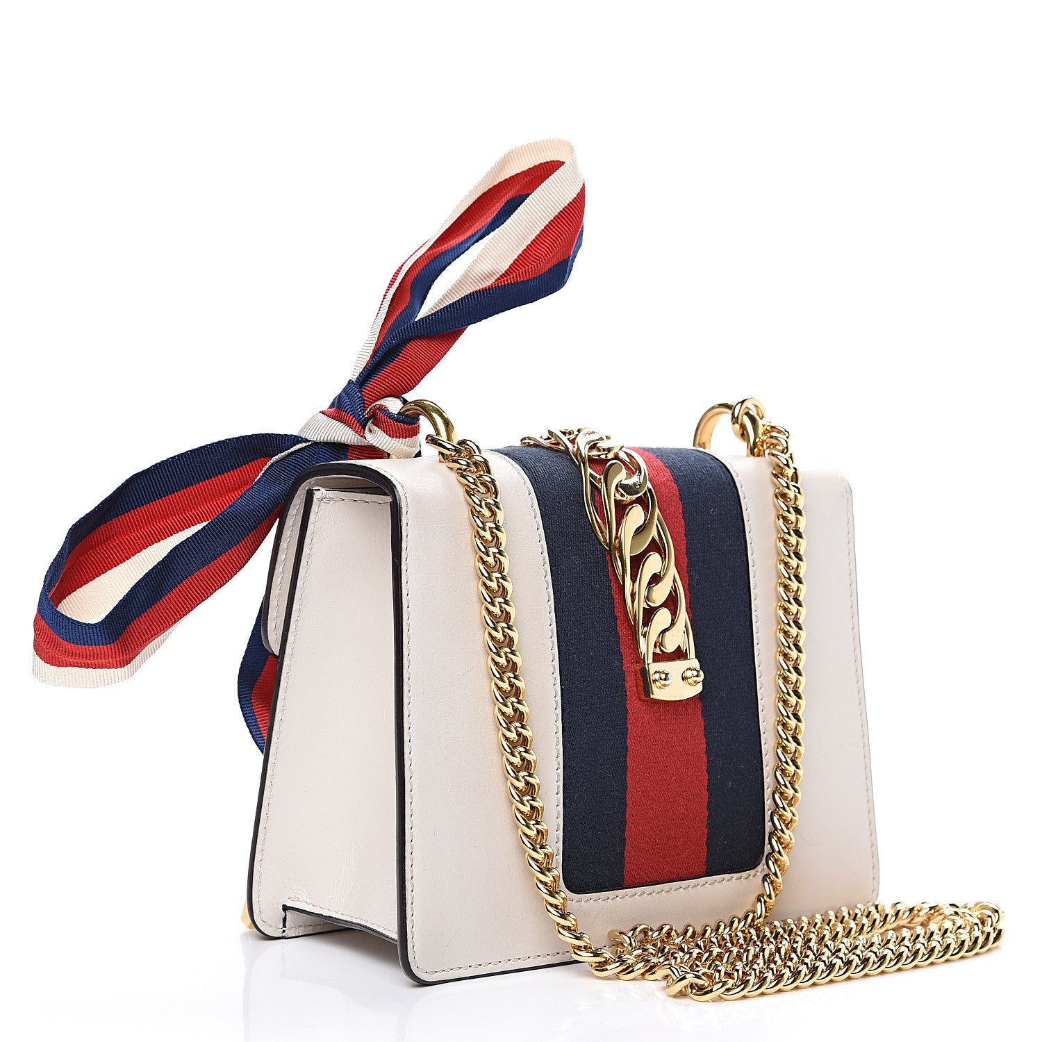 Gucci Calfskin Mini Sylvie Chain Shoulder Bag White 2 of 11