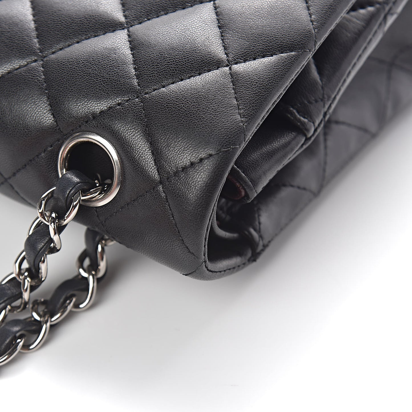 Lambskin Quilted Medium Double Flap Black