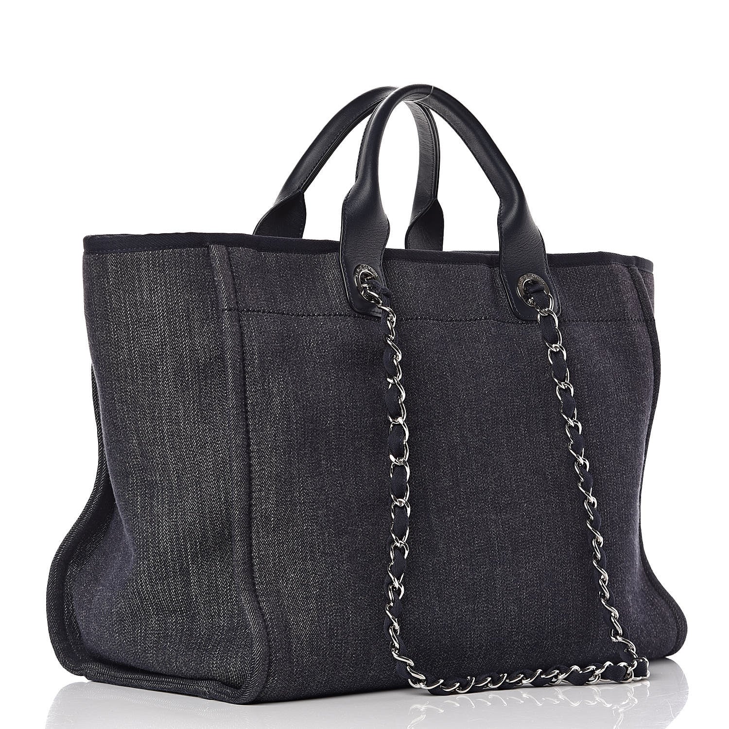 Chanel Denim Large Deauville Tote Dark Blue 3 of 11