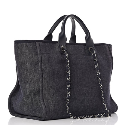 Chanel Denim Large Deauville Tote Dark Blue 3 of 11