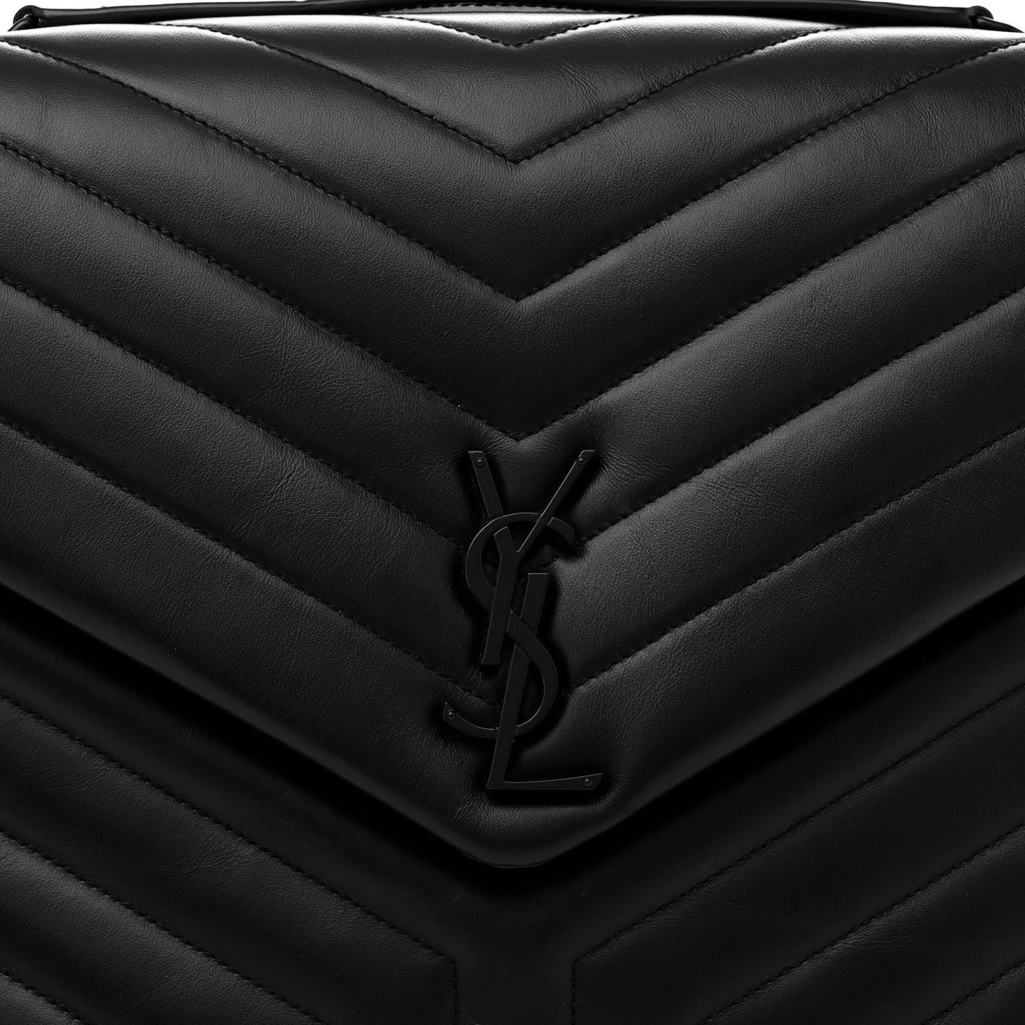Calfskin Y Quilted Monogram Monochrome Large Loulou Chain Satchel Black