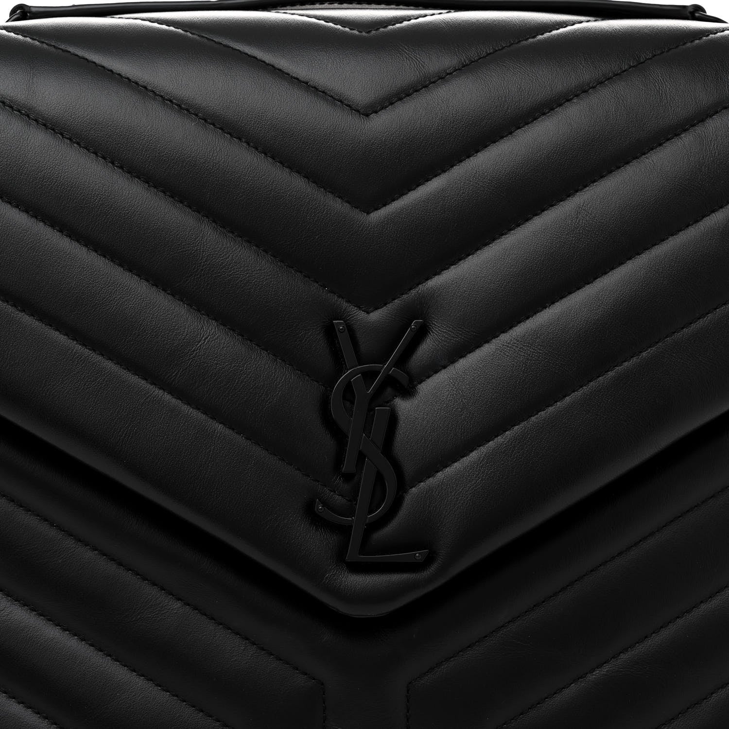 Saint Laurent Calfskin Y Quilted Monogram Monochrome Large Loulou Chain Satchel Black 8 of 11