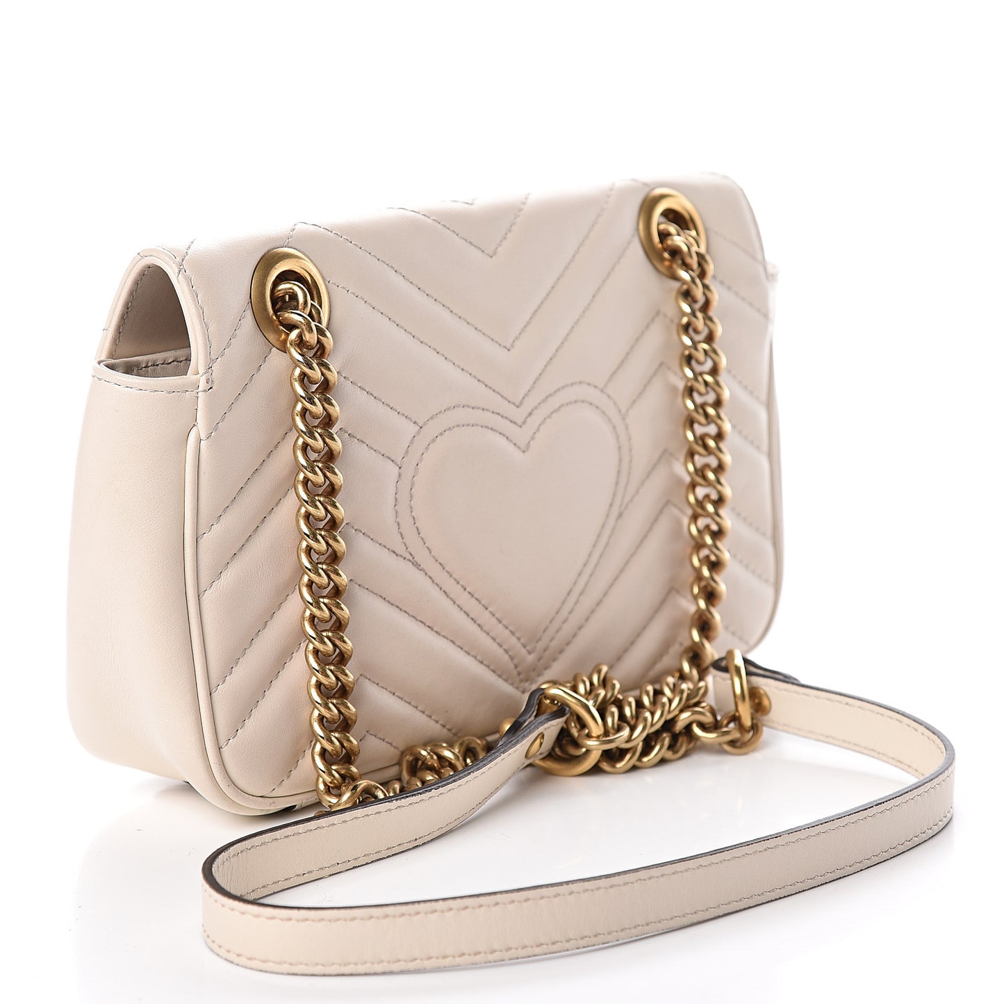 Calfskin Matelasse Mini GG Marmont Shoulder Bag White