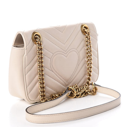 Gucci Calfskin Matelasse Mini GG Marmont Shoulder Bag White 3 of 12