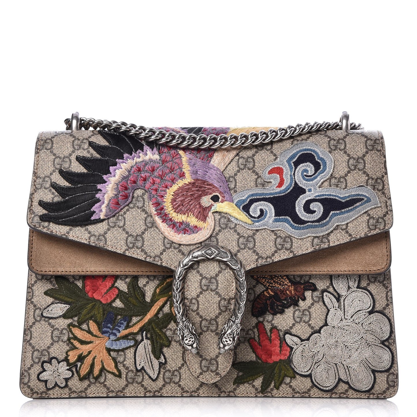 GG Supreme Monogram Embroidered Medium Dionysus Shoulder Bag Taupe