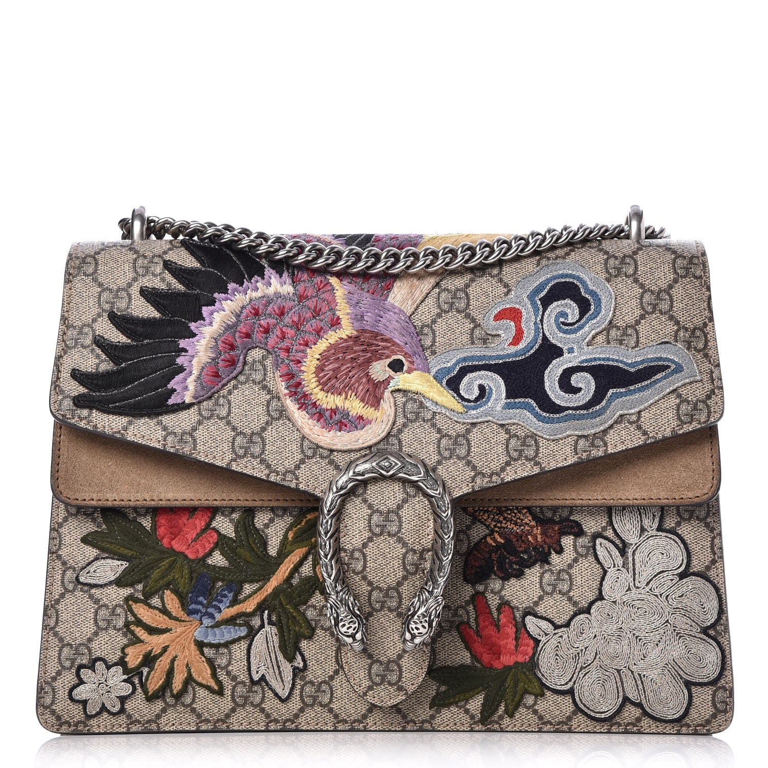 Gucci GG Supreme Monogram Embroidered Medium Dionysus Shoulder Bag Taupe 1 of 11