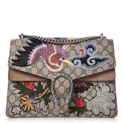 Gucci GG Supreme Monogram Embroidered Medium Dionysus Shoulder Bag Taupe 1 of 11